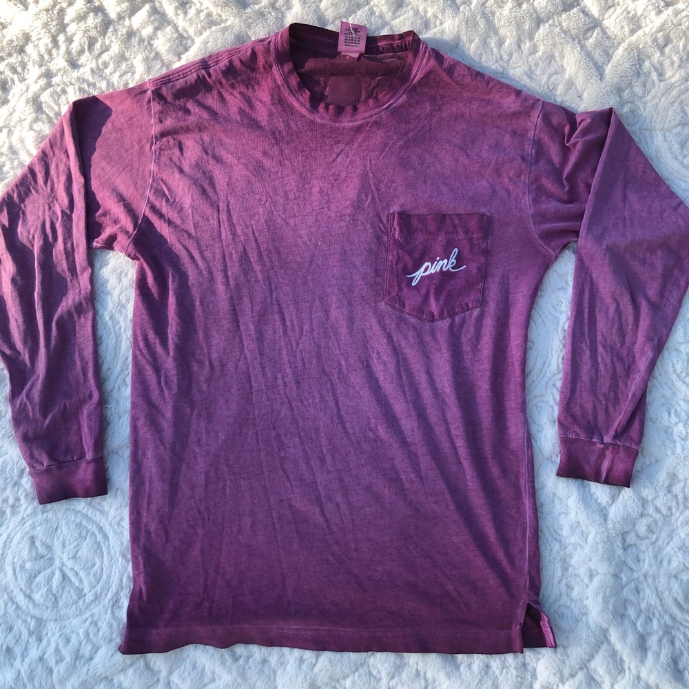 PINK oversized long sleeve tee